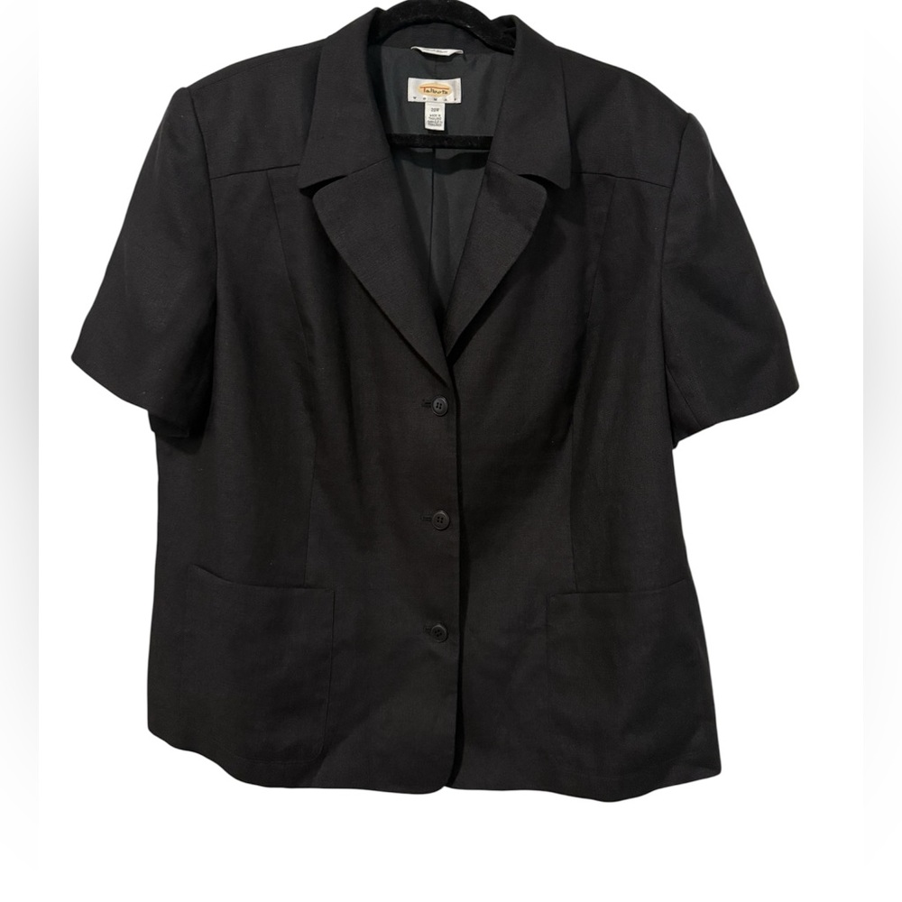 Black Short Sleeve 100% Irish Linen Talbots Blazer (Size 20W)